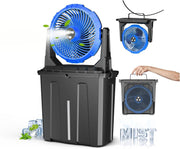 Ausic front view with water bucket showing compact design and portability benefit