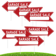 Ayifan front view of six double-sided garage sale signs showing clear arrows and text benefit visibility