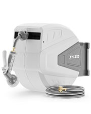 Ayleid wall-mounted reel front view showing compact storage and neat hose organization