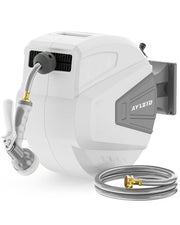Ayleid front view of wall-mounted reel showing compact storage and tidy hose