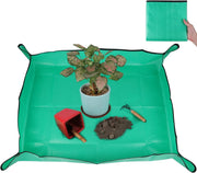azureblue front view assembled mat protecting table and plants