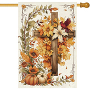 Baccessor front view showing cross and pumpkin design with welcoming appeal