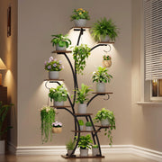 BACEKOLL front view of full 10-tier plant stand showing vertical display and lights