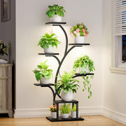 BACEKOLL front view of 7-tier lighted plant stand showing full setup and balance