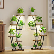 BACEKOLL front view of half-moon plant stand showing tiered organization benefit