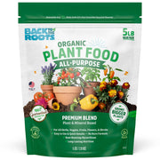 Back to the Roots front packaging 5 lb bag showing value size and vegan formula benefit