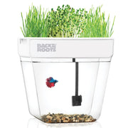 Back to the Roots front view showing 3-gallon tank and planter for compact living spaces