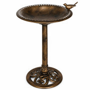 Backyard Expressions bird bath front view showing bronze finish and classic silhouette benefit: curb appeal