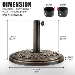 Backyard Expressions size comparison next to ruler showing 18 inch footprint and scale