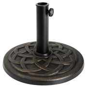 Backyard Expressions umbrella base front view shows sturdy bronze finish and stable stance