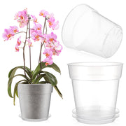 Baderke front view showing three clear nursery pots and trays for easy storage