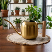 Baffect gold watering can front view shows elegant design and function
