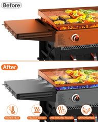 BAIPOK installed on a Blackstone griddle showing stable heat zone