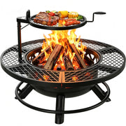 BALI OUTDOORS front view showing large 40-inch fire pit and welcoming flame