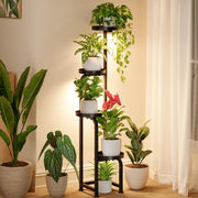 Bamworld corner plant stand front view showing vertical display benefit