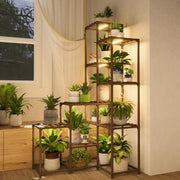 Bamworld corner stand front view showing vertical plant display benefit