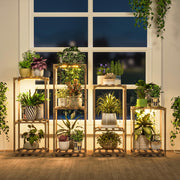 Bamworld front view of assembled plant stand showing neat plant display and stability