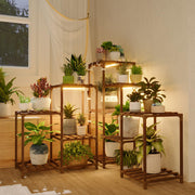 Bamworld front view of 11-tier plant stand showing vertical plant display and space savings