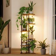 Bamworld front view of 6-tier plant shelf showing space saving and display benefit