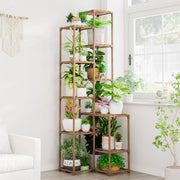 Bamworld front view of full 72-inch plant stand showing vertical storage benefit