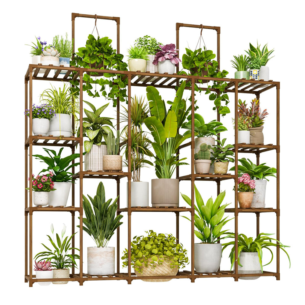 Bamworld front view full shelf showing tiered plant capacity and neat display