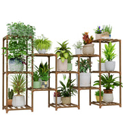 Bamworld front view of large plant shelf showing roomy tiers and organized display