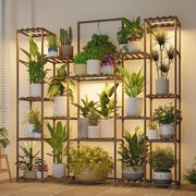 Bamworld front view showing full 17-tray shelf and grow lights for space-saving display