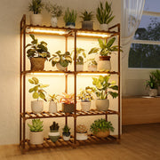 Bamworld plant stand front view showing multi-tier display and space-saving benefit