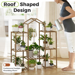 Bamworld shelf styled with assorted plants showing space-saving benefit