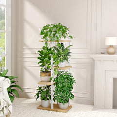Bamworld shelf tier detail showing flat surfaces for pots and easy watering benefit