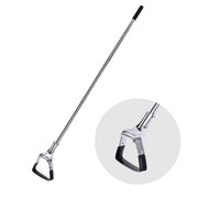 BARAYSTUS front view of adjustable long-handle hoe showing full tool and benefit of reach