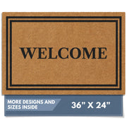 Barnyard Designs front-facing mat showing welcome text and curb appeal