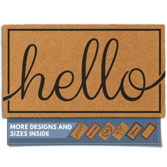 Barnyard Designs front view of "Hello" mat showing warm welcome and curb appeal