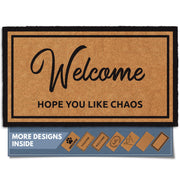 Barnyard Designs front view showing chaotic script welcome and bold border benefit curb appeal