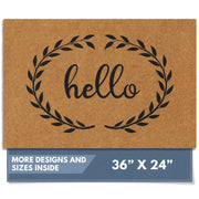 Barnyard Designs front view hello wreath mat welcoming entry benefit