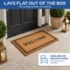 Barnyard Designs mat in front of a door illustrating correct size fit