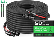 Bateria Power front view of cable pair showing connectors and red black colors for easy identification