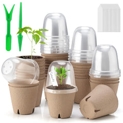Baxrou peat pots front view showing full 36-pack and benefits of organized seed starting