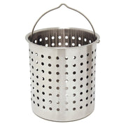 Bayou Classic front view of perforated aluminum basket showing capacity and durable build