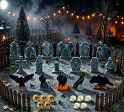 Bbiamsleep front view of full Halloween village kit showing variety and staging benefit