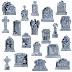 Bbiamsleep front view of 20-piece tombstone set showing full contents and benefit: quick scene setup