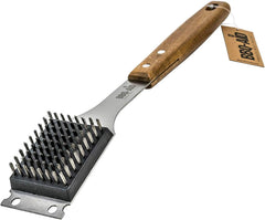 BBQ-Aid front view showing the brush and wooden handle for durable cleaning