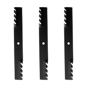 BCQNXX front view of three 21-inch replacement blades showing fit for 61-inch decks and durability
