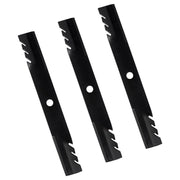 BCQNXX front view of three-pack mulching blades showing fit and finish benefits