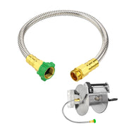 Beeplove front view of stainless steel hose showing compact durability and reliable connection