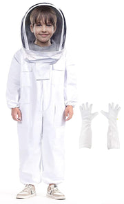 BEEXTM child bee suit front view showing full coverage and easy zip-on design