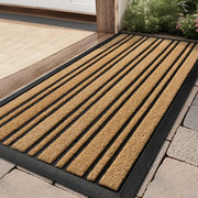 BEHERO front view of yellow welcome mat shows durable design and curb appeal