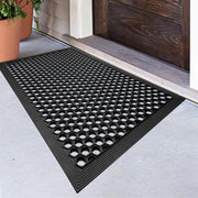 BEHERO front view of full 36x24 rubber mat showing dirt trapping benefit