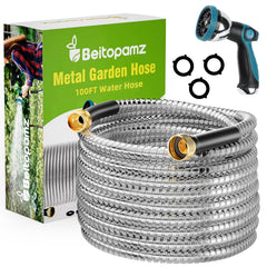 beitopamz front packaging showing stainless hose and included nozzle for durable performance