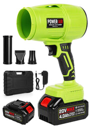 BelleBete & Co. front view of cordless blower showing compact design and benefits of portability